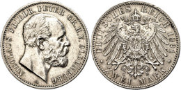 2 Mark, 1891, Nicolaus Friedrich Peter, Ss-vz., Katalog: J. 93 Ss-vz2 Mark, 1891, Nicolaus Frederic Peter, Very... - Otros & Sin Clasificación