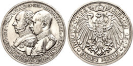 3 Mark, 1915, Zur Jahrhundertfeier Des Großherzogtums Am 9.6.1915, Winz. Rf, Schleifspur Auf Av, Vz- St,... - Sonstige & Ohne Zuordnung