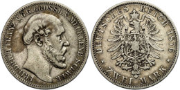 2 Mark, 1876, Friedrich Franz II., S., Katalog: J. 84 S2 Mark, 1876, Frederic Francis II., S., Catalogue: J. 84... - Other & Unclassified