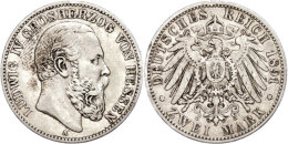 2 Mark, 1891, Ludwig IV., Ss., Katalog: J. 70 Ss2 Mark, 1891, Ludwig IV., Very Fine., Catalogue: J. 70 Ss - Altri & Non Classificati