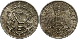 2 Mark, 1904, Patina, F. Vz, Katalog: J. 59 2 Mark, 1904, Toned, F. Extremly Fine, Catalogue: J. 59 - Sonstige & Ohne Zuordnung