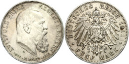 5 Mark, 1911, Luitpold, Vz., Katalog: J. 50 Vz5 Mark, 1911, Luitpold, Extremley Fine, Catalogue: J. 50 Vz - Otros & Sin Clasificación