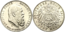 5 Mark, 1911, Luitpold, 90. Geburtstag, Vz., Katalog: J. 50 Vz5 Mark, 1911, Luitpold, 90. Birthday, Extremley... - Otros & Sin Clasificación