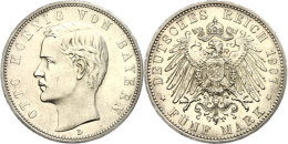 5 Mark, 1907, Otto (1886-1913), Feine Kratzer, Min. Rf, Etw. Berieben, Vz, Katalog: J. 46 Vz5 Mark, 1907, Otto... - Sonstige & Ohne Zuordnung