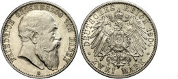 2 Mark, 1904, Friedrich I. (1856 - 1907), Vz+, Katalog: J. 32 2 Mark, 1904, Frederic I. (1856 - 1907), Extremly... - Other & Unclassified