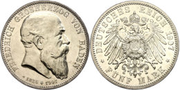 5 Mark, 1907, Friedrich I. Auf Seinen Tod, Vz., Katalog: J. 37 Vz5 Mark, 1907, Frederic I. On His Death,... - Autres & Non Classés