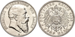 5 Mark, 1903, Friedrich Großherzog Von Baden, Min. Rf, Etwas Berieben, Vz, Katalog: J. 33 Vz5 Mark, 1903,... - Autres & Non Classés