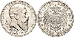 5 Mark, 1902, Friedrich, Zum 50jährigen Regierungsjubiläum, Av Etw. Berieben, Min. Rf, Vz-st, Katalog: J.... - Sonstige & Ohne Zuordnung