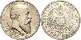 5 Mark, 1902, Friedrich I. Zum 50jährigen Regierungsjubiläum, Vz., Katalog: J. 31 Vz5 Mark, 1902,... - Otros & Sin Clasificación