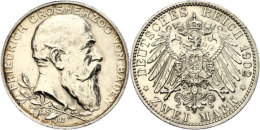 2 Mark, 1902, Friedrich I. Zum 50jährigen Regierungsjubiläum, Patina, Etw. Berieben, Vz-st, Katalog: J.... - Other & Unclassified