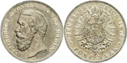 5 Mark, 1875, Friedrich I., Ohne Querstrich In A Von Baden, Kl. Schläge Auf Avers, Randfehler, Ss., Katalog:... - Autres & Non Classés