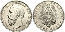 5 Mark, 1875, Friedrich I. (1856-19079, Rf, Kratzer, Kl. Schleifspuren Auf Av, Ss, Katalog: J. 27 Ss5 Mark,... - Sonstige & Ohne Zuordnung