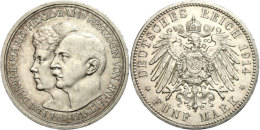 5 Mark, 1914, Friedrich II. Zur Silbernen Hochzeit Mit Ehefrau Marie Von Baden, Kleine Kratzer, Vz., Katalog: J. 25... - Other & Unclassified