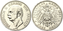 3 Mark, 1911, Friedrich II. Herzog Von Anhalt, Rf, Feine Kratzer, Vz, Katalog: J. 23 Vz3 Mark, 1911, Frederic... - Otros & Sin Clasificación