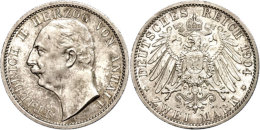 2 Mark, 1904, Friedrich II. Zum Regierungsantritt, Vz., Katalog: J. 22 Vz2 Mark, 1904, Frederic II. To The... - Autres & Non Classés