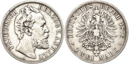 2 Mark, 1876, Friedrich I., Ss., Katalog: J. 19 Ss2 Mark, 1876, Frederic I., Very Fine., Catalogue: J. 19 Ss - Sonstige & Ohne Zuordnung