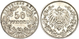 50 Pfennig, 1898, Großer Adler, Mzz A, Vz., Katalog: J. 15 Vz50 Penny, 1898, Large Eagle, Mzz A,... - Autres & Non Classés