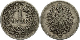 1 Mark, 1883, Kleiner Adler, Mzz F, S-ss., Katalog: J. 9 S-ss1 Mark, 1883, Small Eagle, Mzz F, S Very Fine.,... - Autres & Non Classés