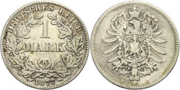 1 Mark, 1877, Kleiner Adler, Mzz B, Ss., Katalog: J. 9 Ss1 Mark, 1877, Small Eagle, Mzz B, Very Fine.,... - Other & Unclassified