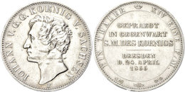 Taler, 1855, Johann, AKS 156, J. 99, Kl. Rf., Kratzer/Schläge Auf Avers, Ss.  SsThaler, 1855, Johann,... - Autres & Non Classés