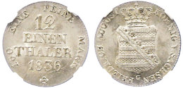 1/12 Taler, 1836, Friedrich August II., AKS 105, J. 71, In Plastikholder Der NGC Mit Der Bewertung "MS 63".  1... - Otros & Sin Clasificación