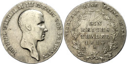 Taler, 1814, Friedrich Wilhelm III., AKS 11, J. 33, Kratzer, Ss.  SsThaler, 1814, Frederic Wilhelm III.,... - Sonstige & Ohne Zuordnung