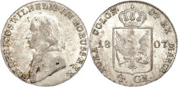 4 Groschen, 1807, Friedrich Wilhelm III., J. 27, Justiert, Vz+.  4 Groschen, 1807, Frederic Wilhelm III., J.... - Otros & Sin Clasificación