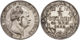 1/2 Gulden, 1852, Friedrich Wilhelm IV., AKS 21, J. 22, Vz.  Vz1 / 2 Guilder, 1852, Frederic Wilhelm IV.,... - Other & Unclassified