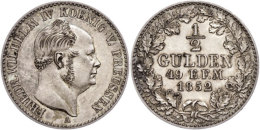 1/2 Gulden, 1852, Friedrich Wilhelm IV., AKS 21, J. 22, Vz.  Vz1 / 2 Guilder, 1852, Frederic Wilhelm IV.,... - Sonstige & Ohne Zuordnung