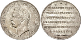 Gulden (Pressfreiheitsgulden), 1848, Ludwig III., AKS 134, J. 48, Wz. Rf., Vz+.  Guilder... - Other & Unclassified