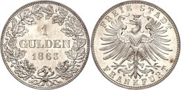 Gulden, 1863, AKS 14, J. 38, Vz-st.  Vz-stGuilder, 1863, Picture Postcards 14, J. 38, Extremly Fine To... - Other & Unclassified