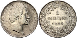 1 Gulden, 1845, Ludwig I., AKS 78, J. 62, Randfehler, Ss.  Ss1 Guilder, 1845, Ludwig I., Picture Postcards 78,... - Otros & Sin Clasificación