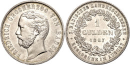 1 Gulden, 1867, Friedrich I. Auf Das 2. Badische Landesschiessen Karlsruhe, AKS 138, J. 84, Vz.  Vz1 Guilder,... - Autres & Non Classés