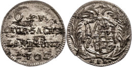 6 Pfennig, 1702, Friedrich August I., Kohl 418, Kahnt 196, Schrötlingsfehler, Riss, Ss.  Vz-st6 Penny,... - Other & Unclassified
