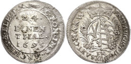 1/24 Taler, 1695, Friedrich August I., IK, Kahnt 186, Schrötlingsfehler, St.  St1 / 24 Thaler, 1695,... - Sonstige & Ohne Zuordnung