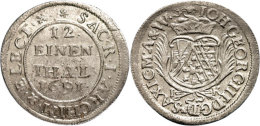 1/12 Taler, 1690, Johann Georg III., Rosette Mit Stiel, Kohl 295, Clauss/Kahnt 612, Vz-st.  Vz-st1 / 12 Thaler,... - Autres & Non Classés