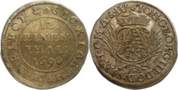 1/12 Taler, 1690, Johann Georg III., Kohl 295, Clauss/Kahnt 612, Felder Z. T. Bearbeitet, Ss-vz.  Ss-vz1 / 12... - Sonstige & Ohne Zuordnung