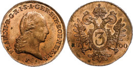 3 Kreuzer, 1800, Franz II., F, F. St.  3 Cruiser, 1800, Francis II., F, F. St. - Austria