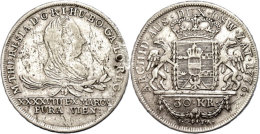 30 Kreuzer, 1776, Maria Theresia, IC-FA, Für Galizien, Kratzer, Randabschliff, Schrötlingsfehler, Ss. ... - Austria