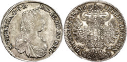 1/2 Taler, 1763, Maria Theresia, Hall, Vz.  Vz1 / 2 Thaler, 1763, Maria Theresia, Hall, Extremley Fine  Vz - Austria