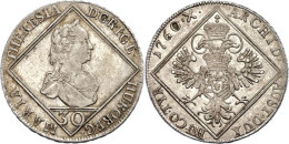 30 Kreuzer, 1760, Maria Theresia, Hall, Ss.  Ss30 Cruiser, 1760, Maria Theresia, Hall, Very Fine.  Ss - Oesterreich