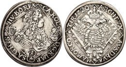 1/4 Taler, 1734, Karl VI., Neustadt, Ss.  Ss1 / 4 Thaler, 1734, Karl VI., Neustadt, Very Fine.  Ss - Oesterreich