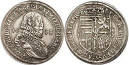Taler, 1618, Maximilian III., Hall, Dav. 3321, Kl. Rf., Ss.  SsThaler, 1618, Maximilian III., Hall, Dav. 3321,... - Austria