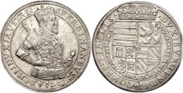 Taler, O.J. (1564-1595), Ferdinand II., Hall, Ranken Auf Harnisch, Zainende, Vz+.  Thaler, O. J. (1564-1595),... - Oesterreich