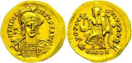 Theodosius II., 430-440, Solidus (4,44g), Konstantinopel. Av: Büste Mit Schild Und Speer Von Vorn, Darum... - Otros & Sin Clasificación