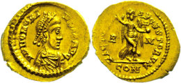 Honorius, 395-402, Tremisses (1,48g). Av: Brustbild Nach Rechts, Darum Umschrift. Rev: Viktoria Mit Kranz Und... - Altri & Non Classificati