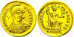 Arcadius, 397-402, Solidus (4,47g), Konstantinopel. Av: Büste Mit Schild Und Speer Von Vorn, Darum Umschrift.... - Autres & Non Classés