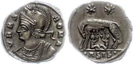 Constantin I., 307-337, Follis (2,68g), Siscia. Av: Drapierte Romabüste Nach Links, Darum Umschrift. Rev: Lupa... - Other & Unclassified