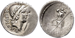Mn. Cordius Rufus, Denar (4,07g), 46 V. Chr., Rom. Av: Dioskurenköpfe Nach Rechts, Darüber Sterne,... - Republic (280 BC To 27 BC)