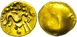Gallien, Ambiani, Stater (6,26g), Gold. Av: Glatt. Rev: Pferd Nach Rechts, Darunter Kugel. Schörghuber 353ff.,... - Galle